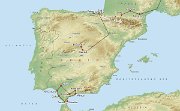 Co říci závěrem? Obě cesty na jih i sever Pyrenejského (Iberského) poloostrova byly úžasné a moc jsme si je s Dari užili. Naše měsíční svatební cesta s batohem na zádech nás finančně vyšla úplně stejně, jako týdenní okružní jízda Andalusií. Jó, to jsou ti baťůžkáři :-) : spain, physical, map